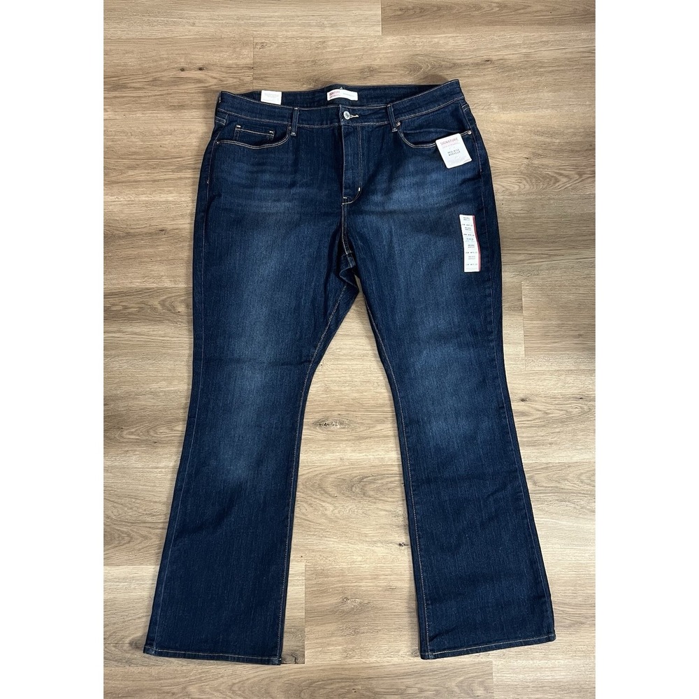 SIGNATURE LEVI STRAUSS MID-RISE BOOTCUT WOMEN'S JEANS 20M W35 L32 DARK DENIM NWT